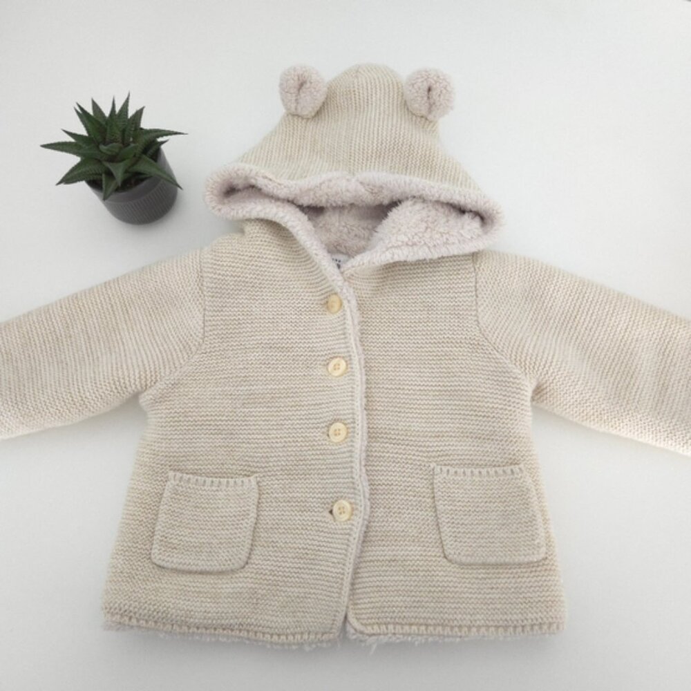 Baby Gap Sherpa Lined Sweater Jacket size 12-18 months